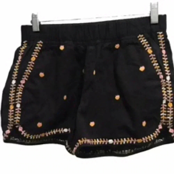 Madewell Springtime Embroidered Black Pull On Shorts w/ Pockets Womens Sz XS - Picture 2 of 11